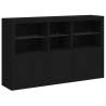 Stylish Black Sideboard with LED Lights - 162x37x100 cm