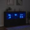 Stylish Black Sideboard with LED Lights - 162x37x100 cm