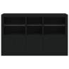 Stylish Black Sideboard with LED Lights - 162x37x100 cm