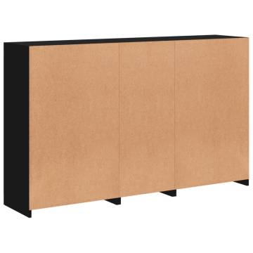 Stylish Black Sideboard with LED Lights - 162x37x100 cm