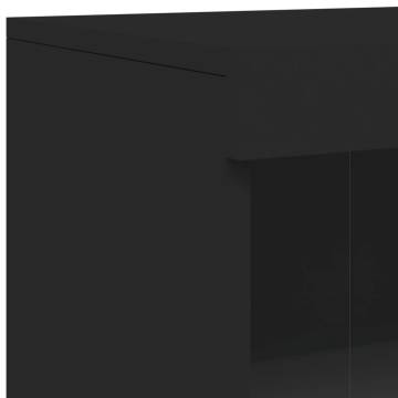 Stylish Black Sideboard with LED Lights - 162x37x100 cm