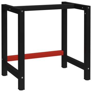 Durable Black and Red Metal Work Bench Frame - 80x57x79 cm