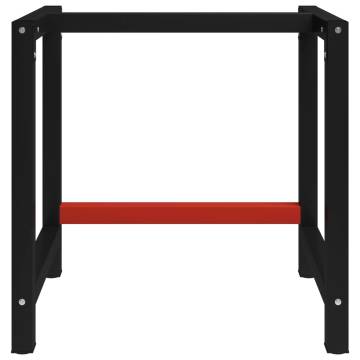 Durable Black and Red Metal Work Bench Frame - 80x57x79 cm