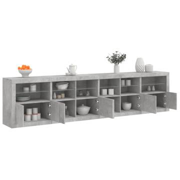 Modern Sideboard with LED Lights - Concrete Grey 283x37x67 cm