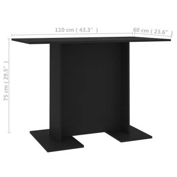 Stylish Black Dining Table | 110x60x75 cm Engineered Wood