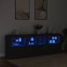 Modern Black Sideboard with LED Lights - 202x37x67 cm