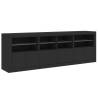 Modern Black Sideboard with LED Lights - 202x37x67 cm