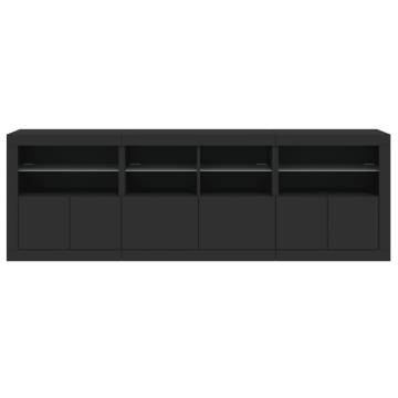 Modern Black Sideboard with LED Lights - 202x37x67 cm