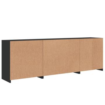 Modern Black Sideboard with LED Lights - 202x37x67 cm