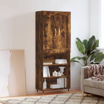 Stylish Highboard in Smoked Oak - Engineered Wood | HipoMarket