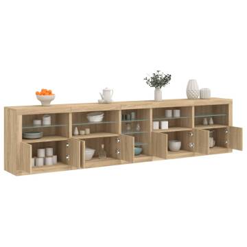 Modern Sideboard with LED Lights - Sonoma Oak 283x37x67 cm