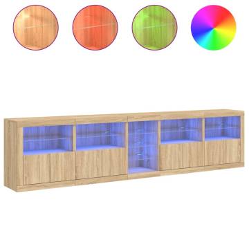 Modern Sideboard with LED Lights - Sonoma Oak 283x37x67 cm