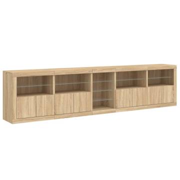 Modern Sideboard with LED Lights - Sonoma Oak 283x37x67 cm