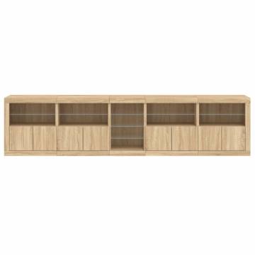 Modern Sideboard with LED Lights - Sonoma Oak 283x37x67 cm