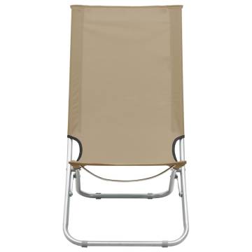 Folding Beach Chairs 2 pcs - Taupe Fabric | Hipomarket