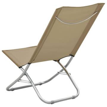 Folding Beach Chairs 2 pcs - Taupe Fabric | Hipomarket