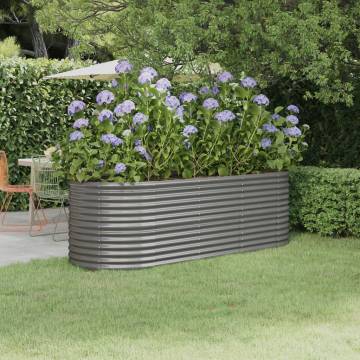 Garden Raised Bed - Powder-coated Steel 224x80x68 cm Grey