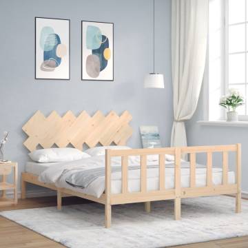 Solid Wood Bed Frame with Headboard - 140x190 cm