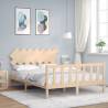 Bed Frame with Headboard 140x190 cm Solid Wood Colour natural Size 140 x 190 cm 