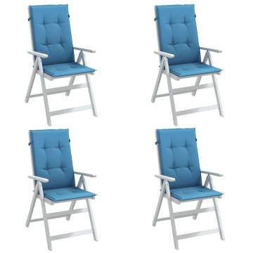 Highback Chair Cushions - 4 pcs Melange Blue | Hipomarket