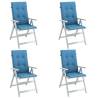 Highback Chair Cushions - 4 pcs Melange Blue | Hipomarket