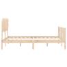 Solid Wood Bed Frame with Headboard - 140x190 cm