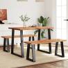 3 Piece Dining Set with Live Edge Solid Wood Acacia Length 110 cm Number of 3 