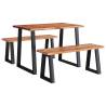 3 Piece Live Edge Acacia Wood Dining Set - Elegant Design