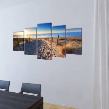 Canvas Wall Print Set - Sand Beach 100 x 50 cm | Hipomarket