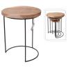 H&S Collection 3-Piece Side Table Set - Teak & Metal