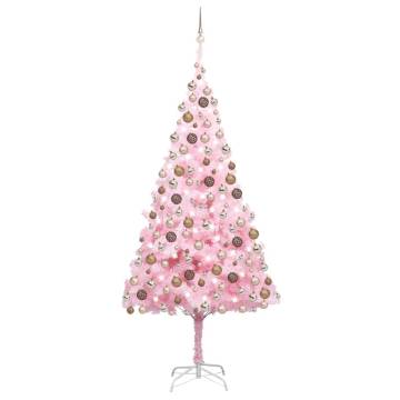 Pink Pre-lit Christmas Tree with Ball Set - 210 cm