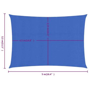 Sunshade Sail 3.5x5 m Blue HDPE | UV Protection & Durability