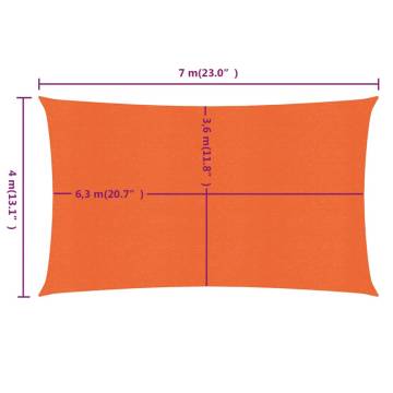 Sunshade Sail 4x7m Orange HDPE | Durable UV Protection