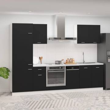 7 Piece Kitchen Cabinet Set - Black Engineered Wood | HipoMarket