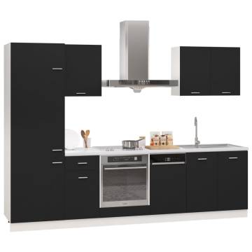 7 Piece Kitchen Cabinet Set - Black Engineered Wood | HipoMarket