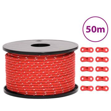 Tent Guy Rope with Reflective Strips - 50m Durable Utility Cord