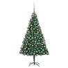 Artificial Pre-lit Christmas Tree with Ball Set Green 210 cm PVC Colour green and rose Size 210 x 110 cm Quantity in Package 1 Number of Branch Tips 