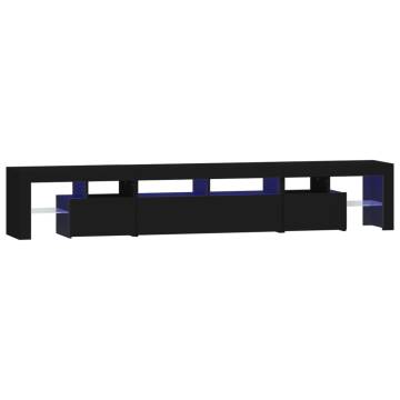 Stylish TV Cabinet with LED Lights - Black Design 230 cm