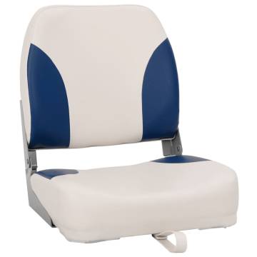 4 Piece Foldable Boat Seat Set with Blue-White Pillow