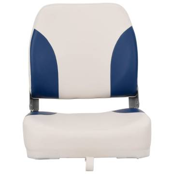 4 Piece Foldable Boat Seat Set with Blue-White Pillow