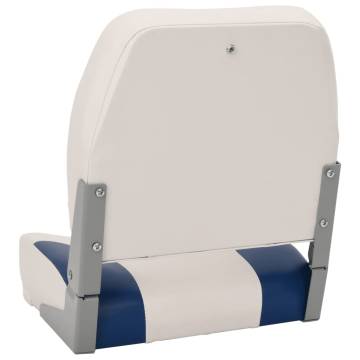 4 Piece Foldable Boat Seat Set with Blue-White Pillow