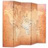 Folding Room Divider 200x170 cm World Map Yellow | Hipo Market