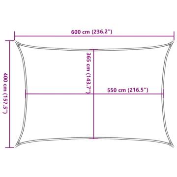 Sun Shade Sail Light Grey 6x4m - 100% Polyester Oxford