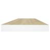 Floating Wall Shelves - Oak & White MDF - 2 Pcs