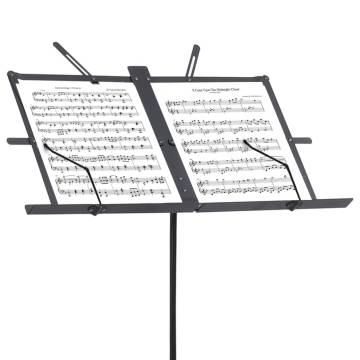 Music Book Stand - Black Steel, Adjustable, & Foldable