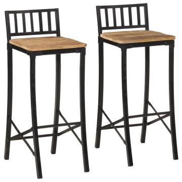 Bar Chairs 2 pcs Solid Rough Wood Mango - Rustic & Durable