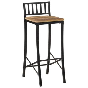 Bar Chairs 2 pcs Solid Rough Wood Mango - Rustic & Durable