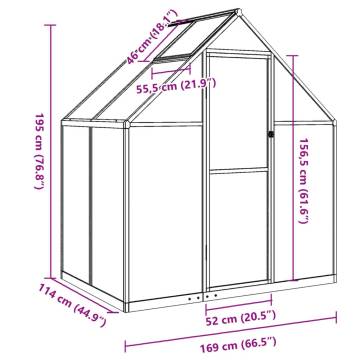 Greenhouse with Base Frame Green 169x114x195 cm Aluminium