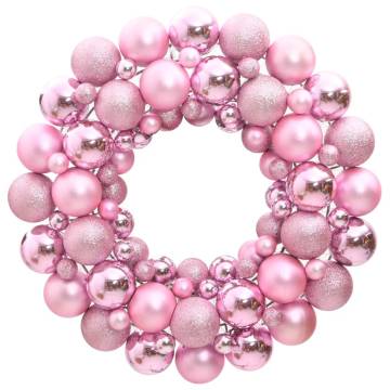 Christmas Wreath Pink 45 cm - Shatterproof Holiday Decor