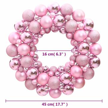 Christmas Wreath Pink 45 cm - Shatterproof Holiday Decor